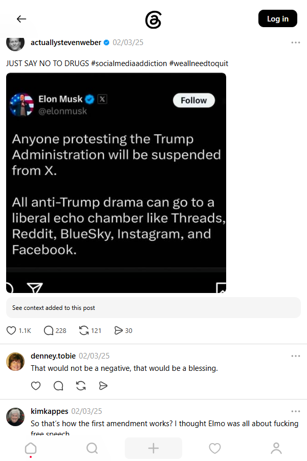 Screenshot of @actuallystevenweber's post